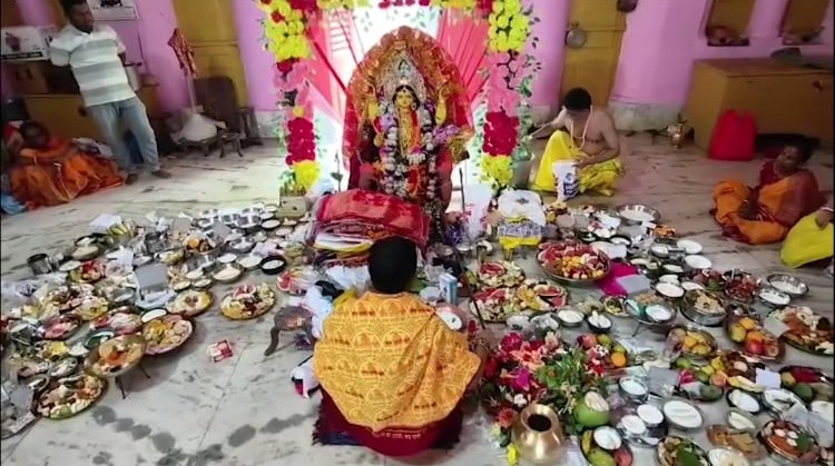 ঐতিহ্যবাহী দুর্গাবাড়িতে দেবী মনসার আরাধনায় ভক্তদের ঢল